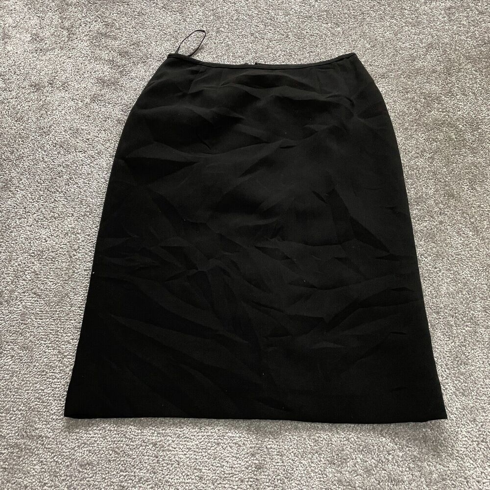 Rena Rowan Suit Pencil Straight Midi Skirt Women 6 Black Solid Back Zip Workwear